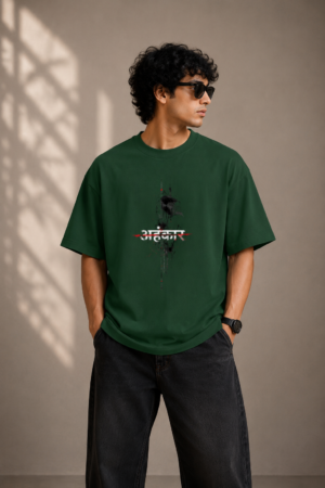 Ahankar Hindi Typography Unisex Oversized Classic T-Shirt